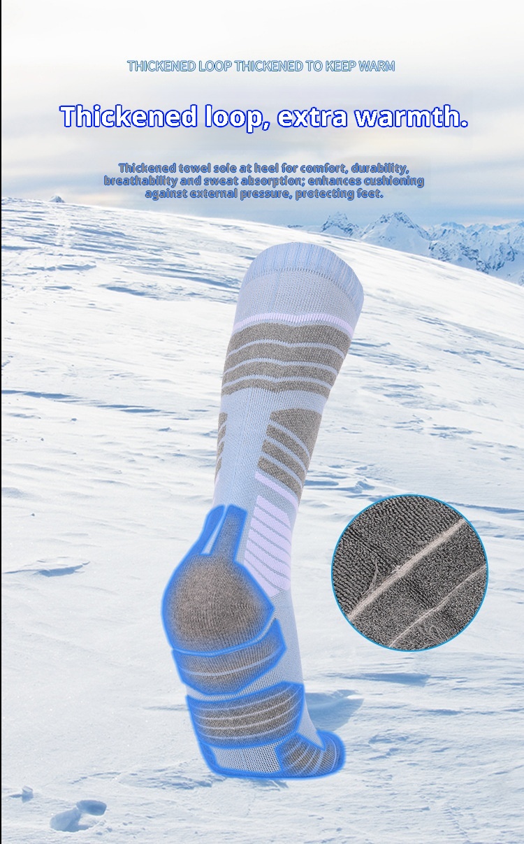 ActiveGo ActiveGo Two Wolves Cross-Border Women's Ski Sports Thickened Hiking Towel Bottom Sweat-Absorbing Warm Long Tube Socks_voghion.com