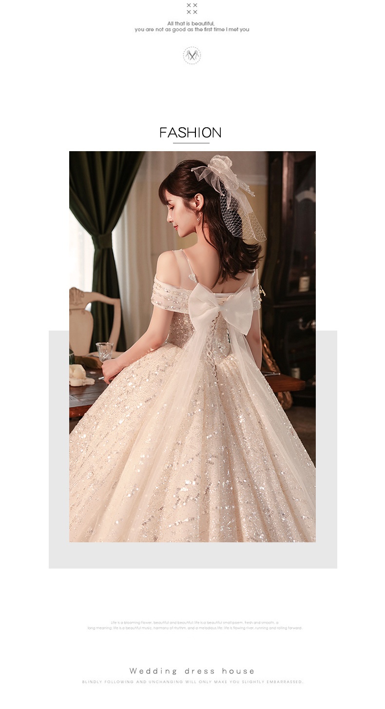 Robe de mariée GraceChic 2025, épaules dénudées, style forêt, féérique, élégante et amincissante, avec traîne, idéale pour les petites mariées._voghion.com