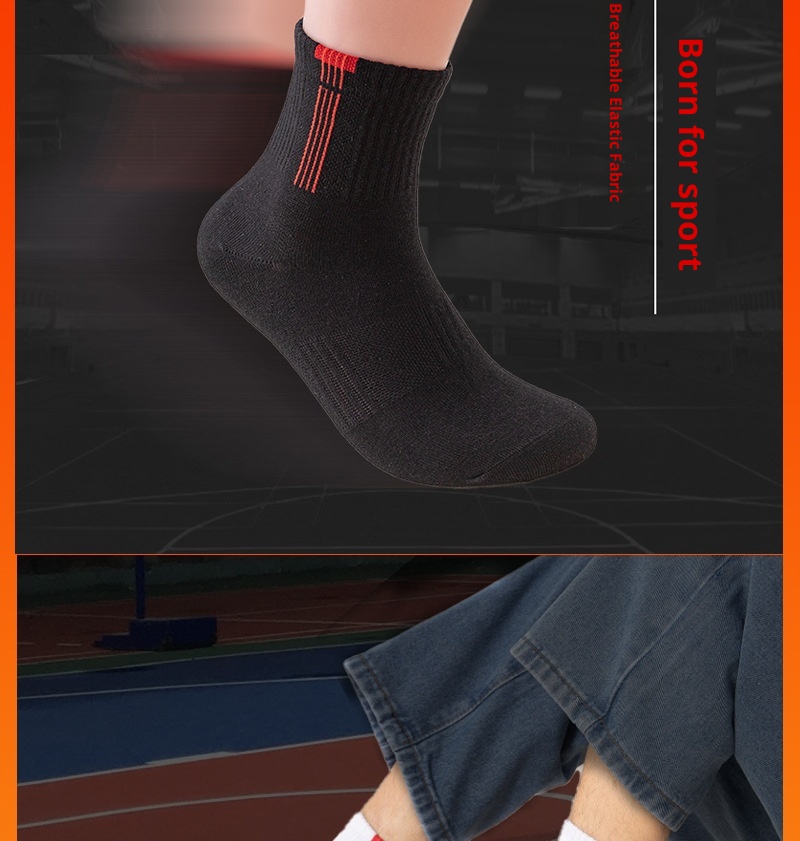 Chaussettes de sport ActiveGo pour homme, mi-mollet, en coton, printemps-automne, nouveauté décontractée, ceinture anti-odeurs, basketball, course à pied, randonnée_voghion.com