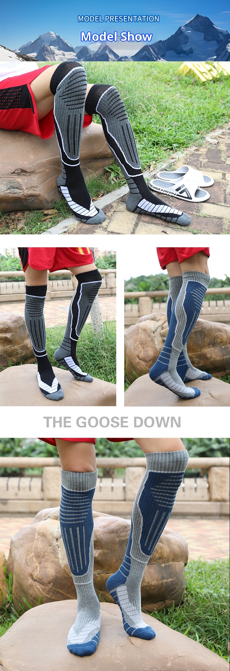 ActiveGo ActiveGo Nuovi calzini da sci professionali per uomo e donna, caldi, antiscivolo, fondo in asciugamano, spessi, tubolari alti, calzini sportivi da escursionismo_voghion.com