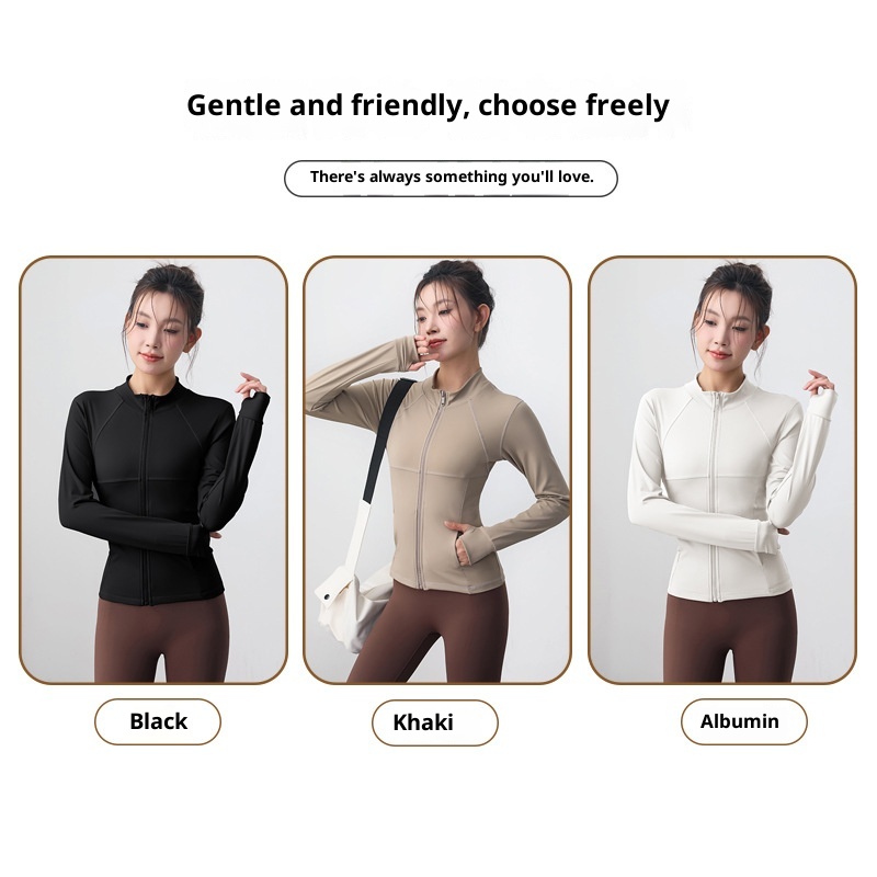 ActiveGo 2025 Women's Sports Jacket Nude Feel Slim Fit Zipper Yoga Wear Long Sleeve Outdoor Running Dance Fitness Top_voghion.com