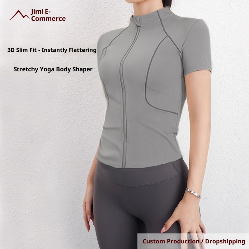 Camiseta de manga corta ActiveGo Summer Yoga, corte ajustado, ideal para fitness, running, ciclismo y entrenamiento al aire libre. Secado rápido._voghion.com