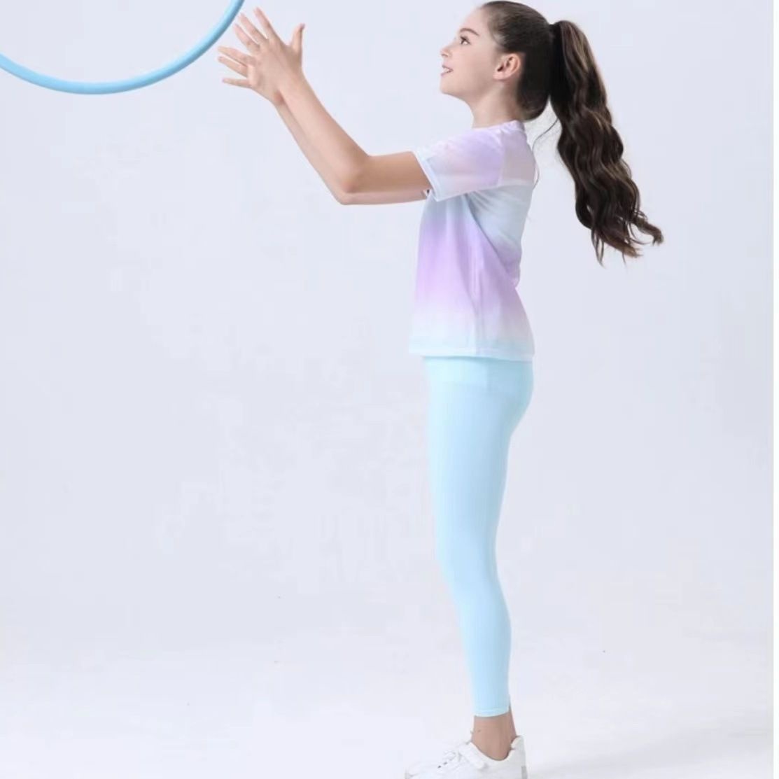 ActiveGo Summer Thin Girls Children Ice Silk Short Sleeve Quick-Drying Breathable Yoga Outdoor Casual Sports Training Fitness_voghion.com