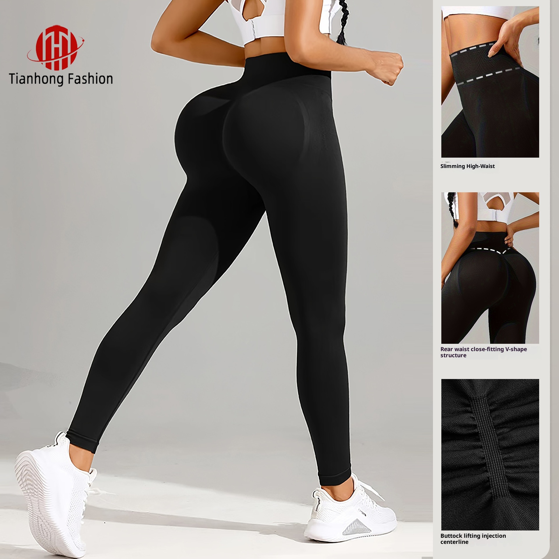 Pantalon de yoga ActiveGo Cro-Border Wear taille haute, effet push-up, pour femme, idéal pour le sport et l'entraînement en extérieur._voghion.com