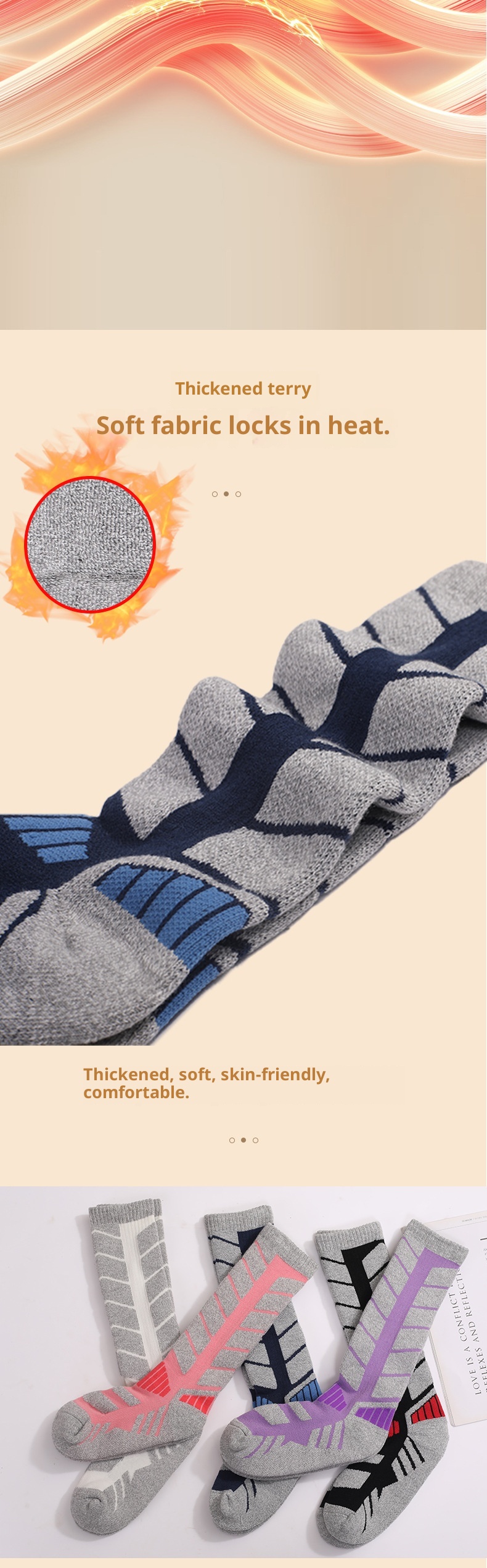 ActiveGo ActiveGo Long Snow Autunno Inverno Outdoor Sci Escursionismo Sport Asciugamano Casual Calzini da sci in lana merino_voghion.com