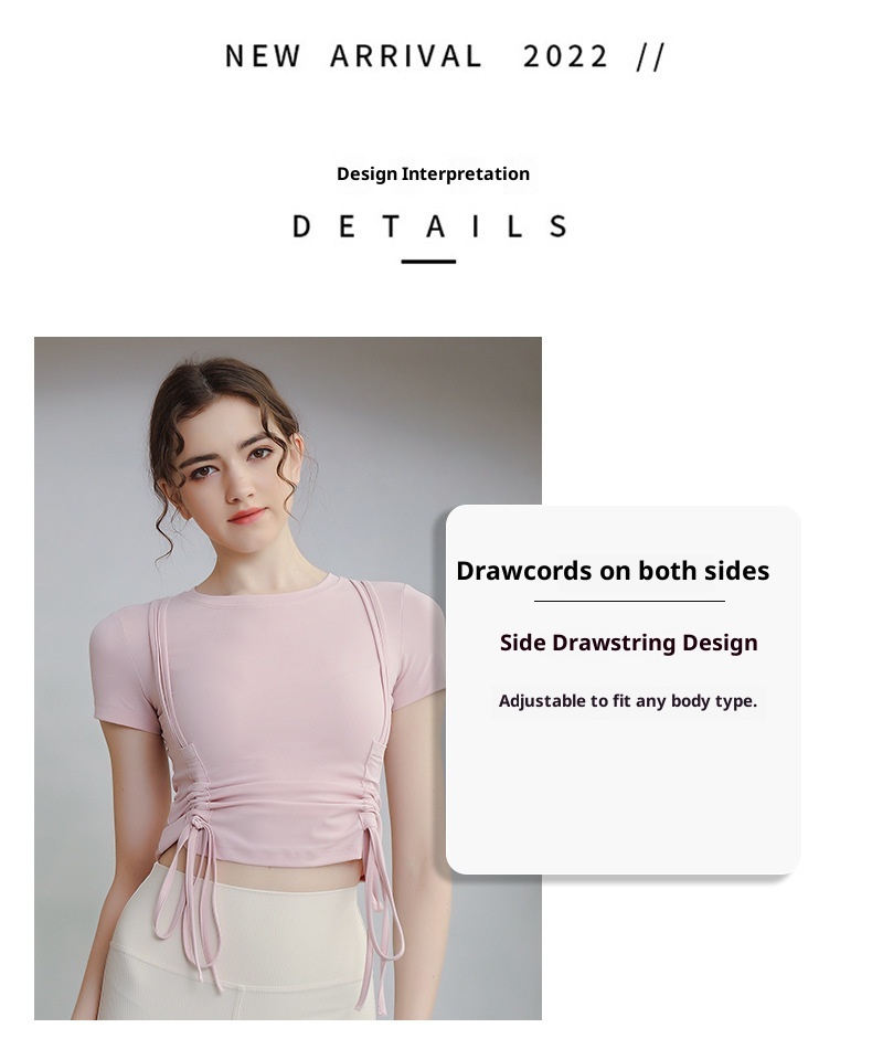 ActiveGo Lulu Outdoor - Camiseta deportiva de manga corta para yoga, con cordón, adelgazante, secado rápido, para pilates y fitness_voghion.com