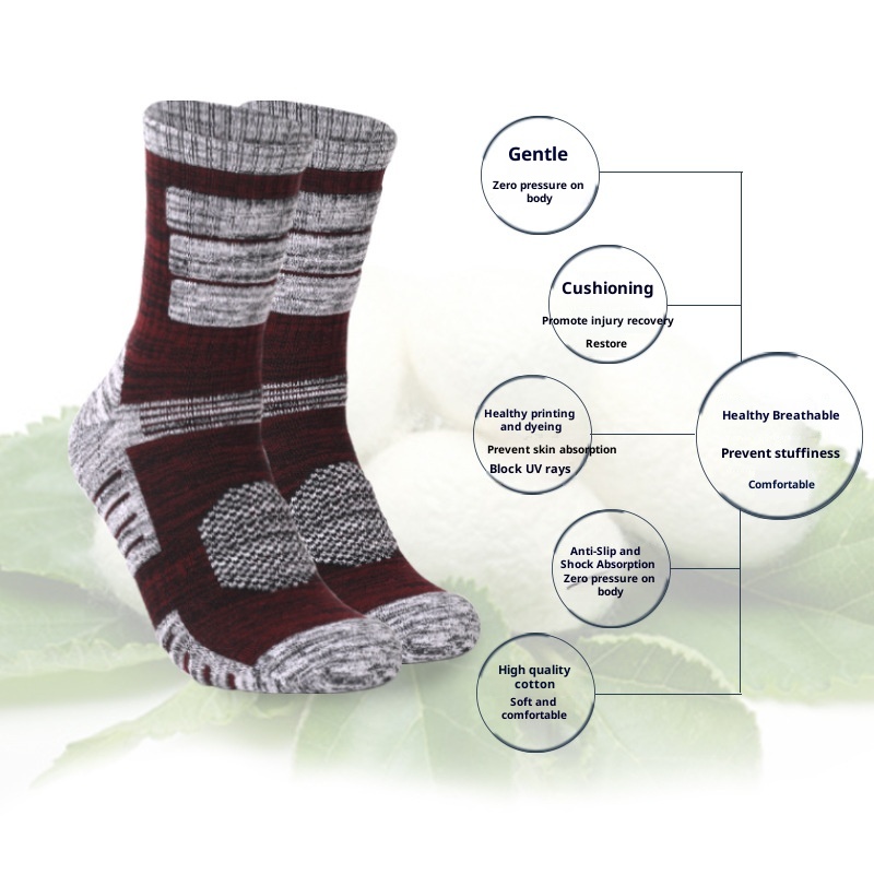 ActiveGo Two Wolves Outdoor Herren-Socken mit verdickter Frotteesohle, ideal zum Wandern im Herbst und Winter, schweißabsorbierend und deodorierend, mittelhoch geschnitten_voghion.com