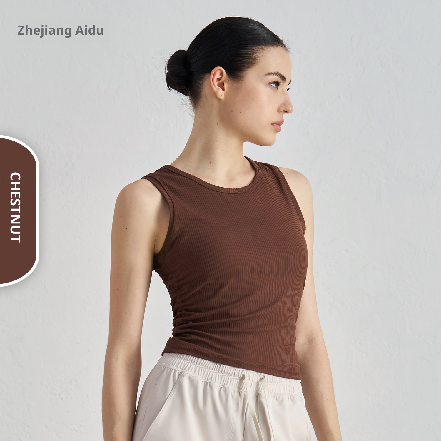 ActiveGo Nuls Débardeur côtelé transparent pour femme, amincissant, sans manches, sport, col rond, idéal pour l'été, le yoga et les activités de plein air_voghion.com