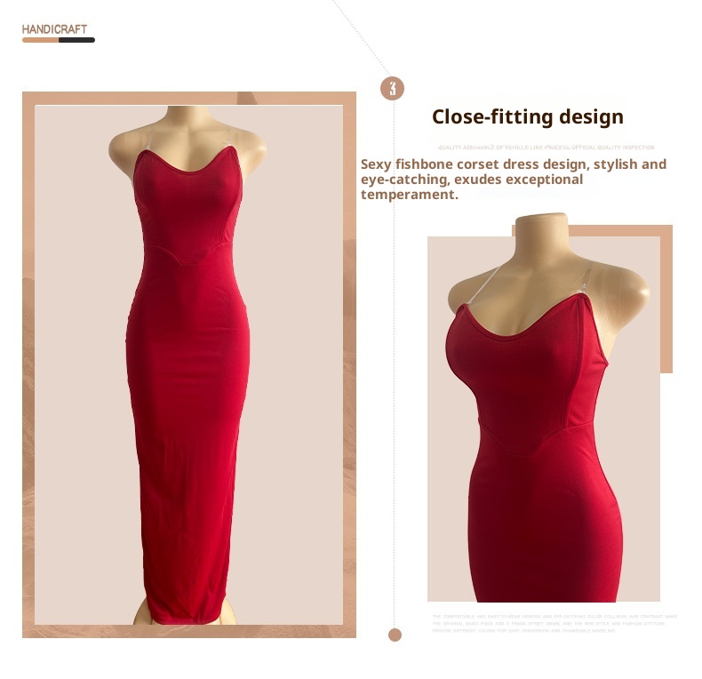 GraceChic GraceChic Cross-Border New European And American Style Sexy Slim Deep V-Neck Bodycon Long Formal Fishbone Strapless Mermaid Dress_voghion.com