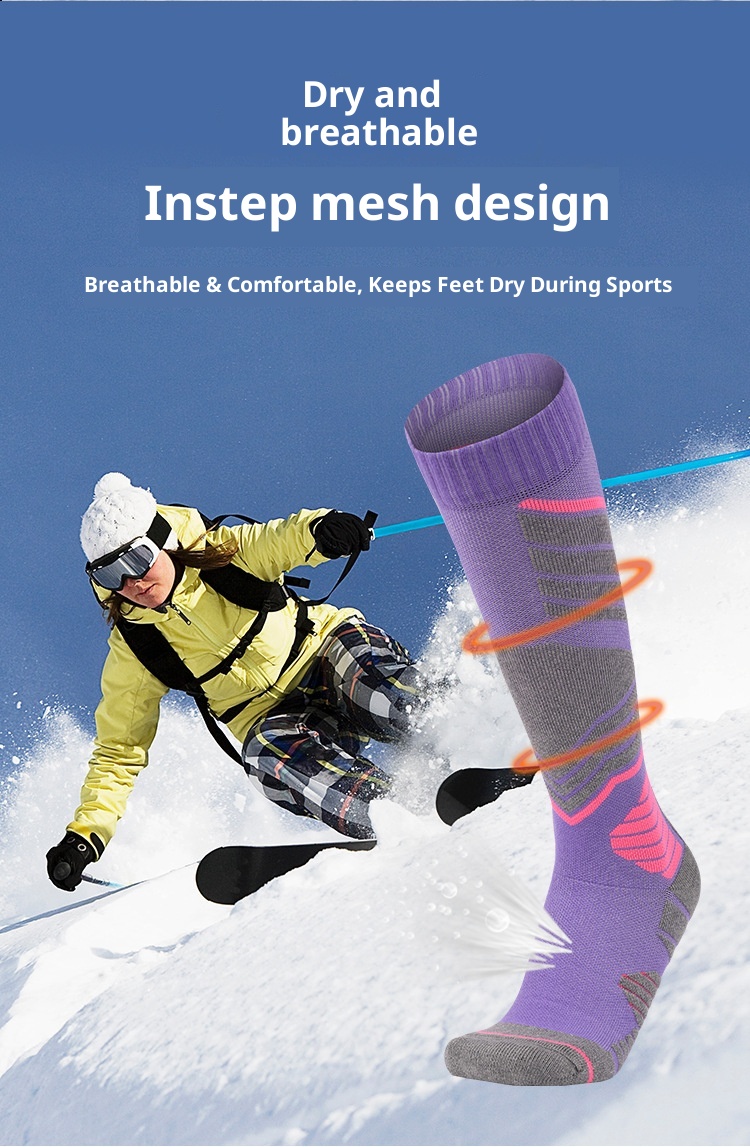 ActiveGo ActiveGo Two Wolves Cross-Border Women's Ski Sports Thickened Hiking Towel Bottom Sweat-Absorbing Warm Long Tube Socks_voghion.com