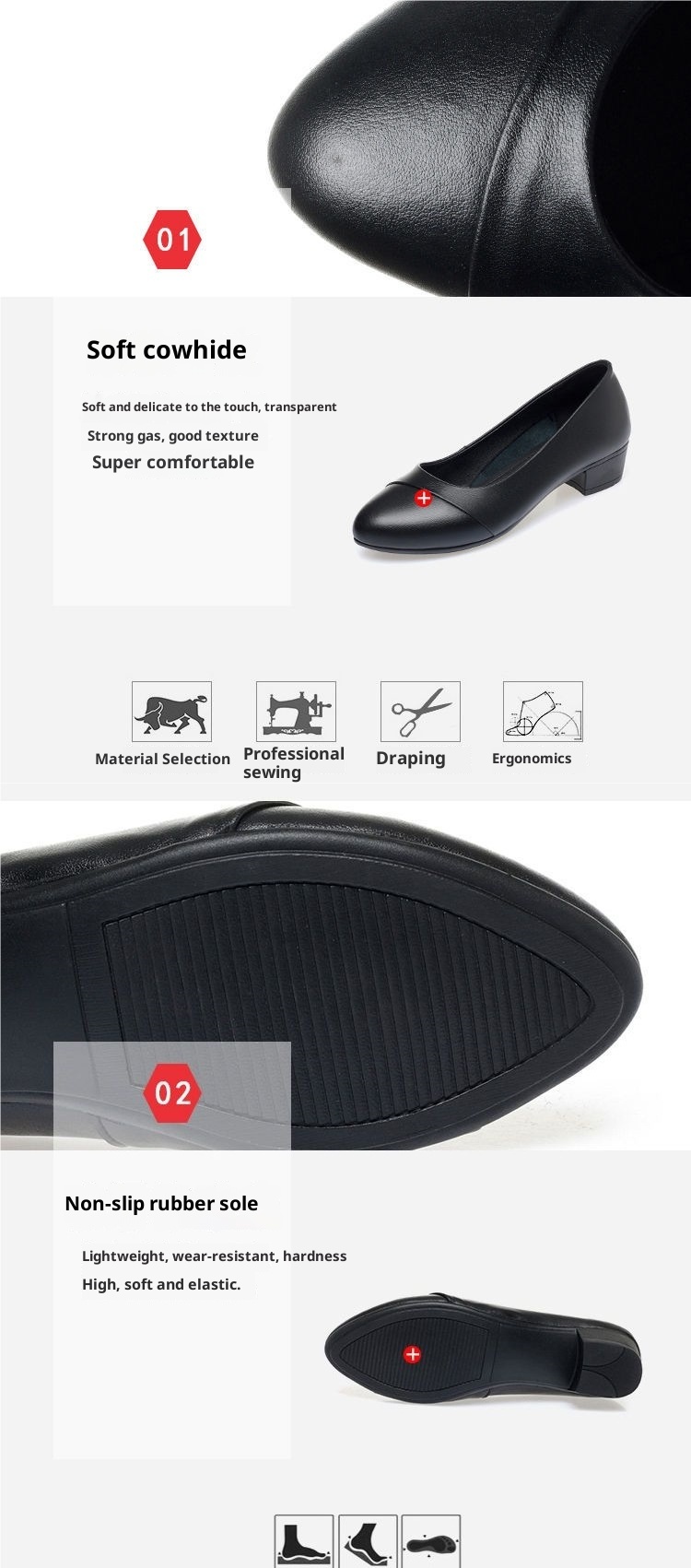 Mocassins en cuir ShoeVault, modèle printemps-automne, talon mi-haut et semelle souple, chaussures de travail pour femmes_voghion.com