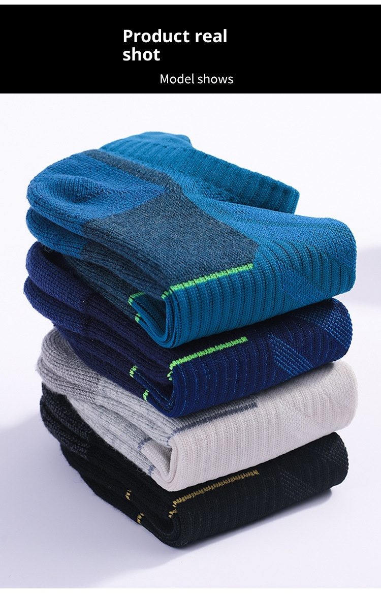 ActiveGo ActiveGo Men's And Women's Outdoor Sports Thickened Towel Bottom Short Tube Moisture-Wicking Hiking Merino Wool Running Socks_voghion.com