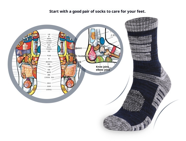 ActiveGo Two Wolves Outdoor Herren-Socken mit verdickter Frotteesohle, ideal zum Wandern im Herbst und Winter, schweißabsorbierend und deodorierend, mittelhoch geschnitten_voghion.com