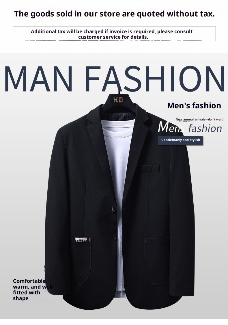 Erkekler İçin 1 Takım Elbise Ceket, Sonbahar ve Kış Yeni Stili, Erkek İş Gündelik Yün Takım Elbise, Düz Renk Kore Versiyonu Yün_voghion.com