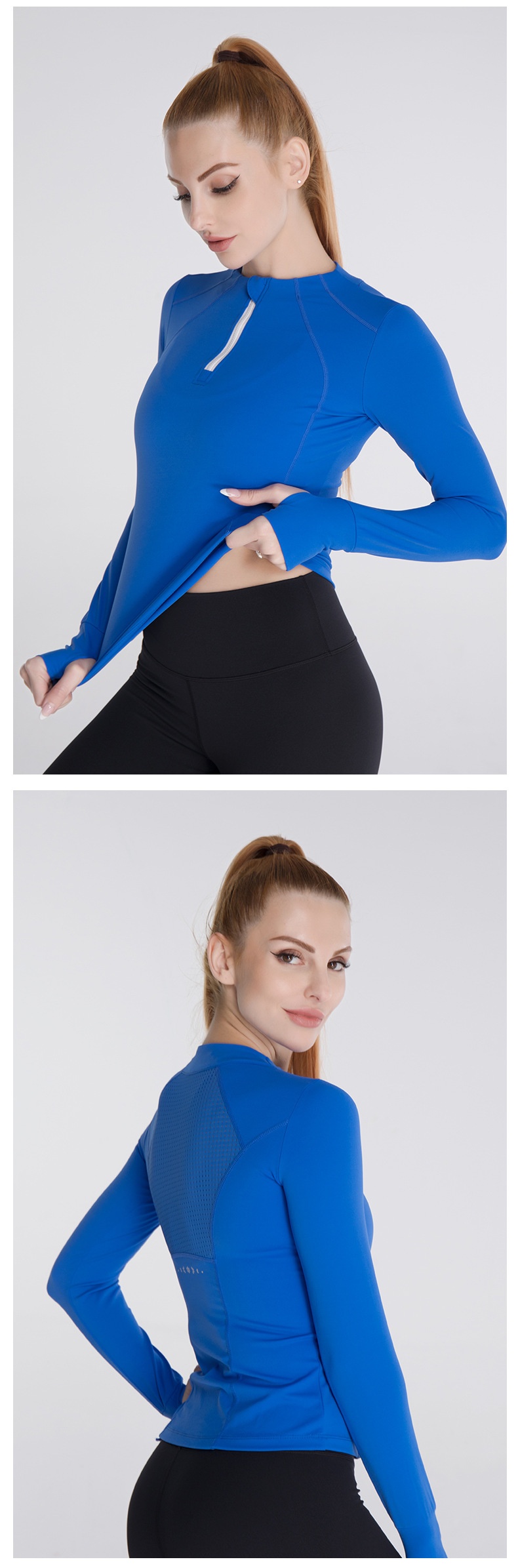 Veste de sport d'extérieur ActiveGo automne-hiver pour femme, coupe ajustée, fermeture éclair, manches longues, séchage rapide, idéale pour le fitness, la course à pied et le yoga (export)_voghion.com