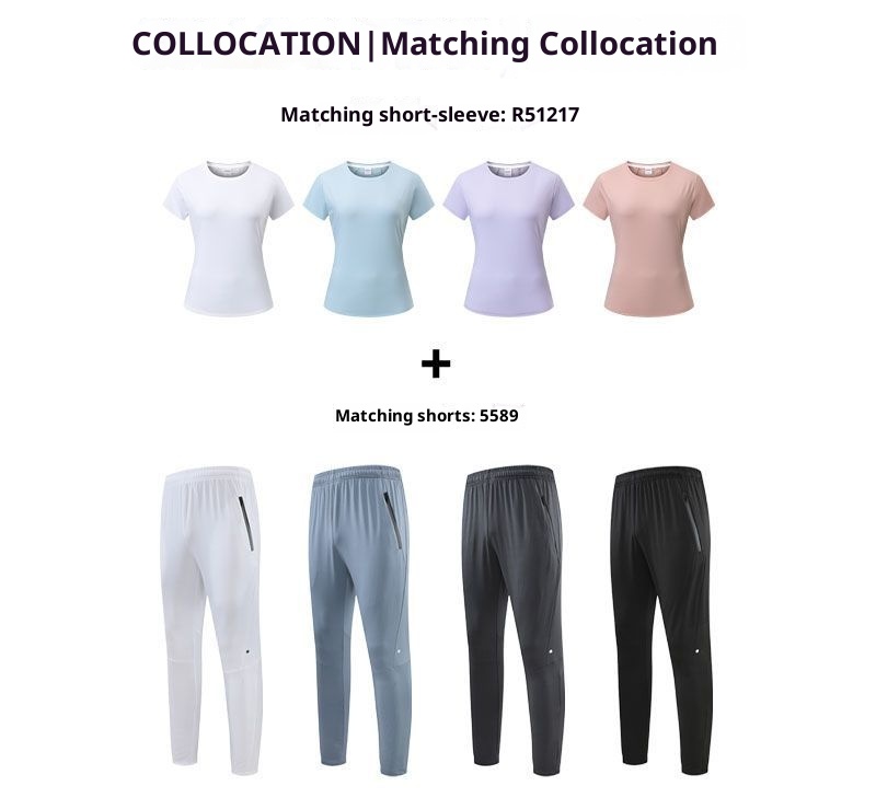 Camiseta deportiva ActiveGo de secado rápido, manga corta, ideal para fitness, fitness, tejido fino de seda de hielo con protección solar, perfecta para yoga al aire libre. Top para mujer._voghion.com