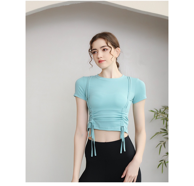 ActiveGo Lulu Outdoor - Camiseta deportiva de manga corta para yoga, con cordón, adelgazante, secado rápido, para pilates y fitness_voghion.com