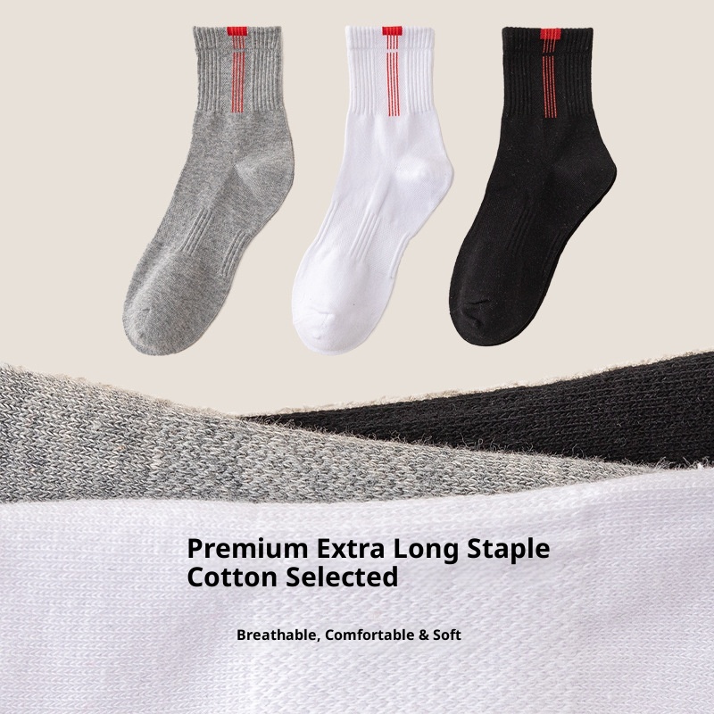 Chaussettes de sport ActiveGo pour homme, mi-mollet, en coton, printemps-automne, nouveauté décontractée, ceinture anti-odeurs, basketball, course à pied, randonnée_voghion.com