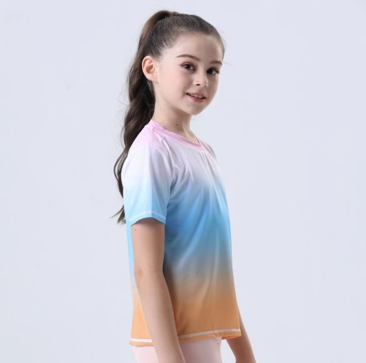ActiveGo Summer Thin Girls Children Ice Silk Short Sleeve Quick-Drying Breathable Yoga Outdoor Casual Sports Training Fitness_voghion.com
