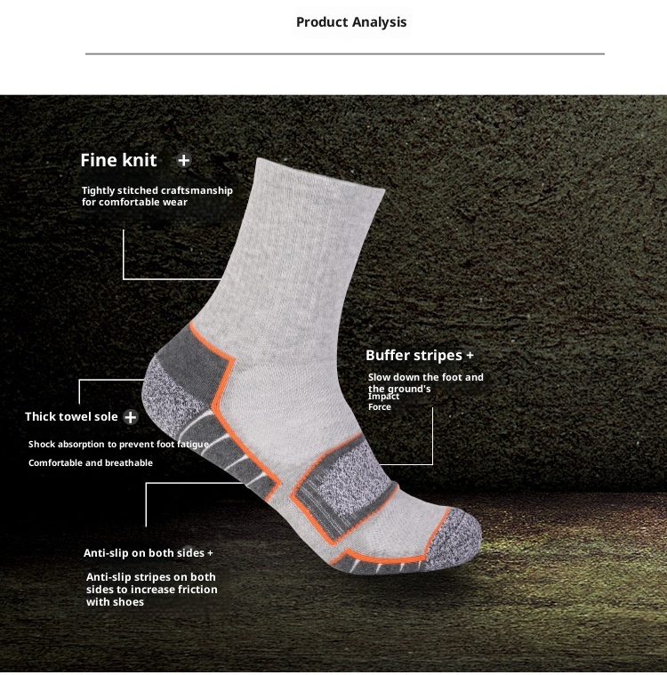 ActiveGo Two Wolves Outdoor Mid-Calf Thickened Towel Sweat-Saugen Odor-Resistent Sports Base Hiking Trekking Herrensocken_voghion.com