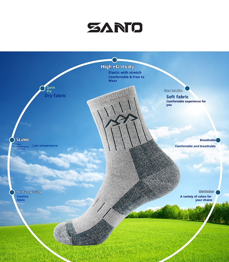 ActiveGo ActiveGo SANTO Men's Hiking Thickened Warm Outdoor Trekking Sweat-Absorbent Odor-Resistant Running Sports Socks_voghion.com