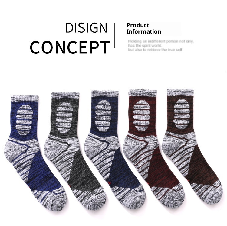 ActiveGo ActiveGo Two Wolves Outdoor Thickened Towel Bottom Autumn Winter Sweat-Absorbing Odor-Resistant Mid-Calf Sports Hiking Thermal_voghion.com