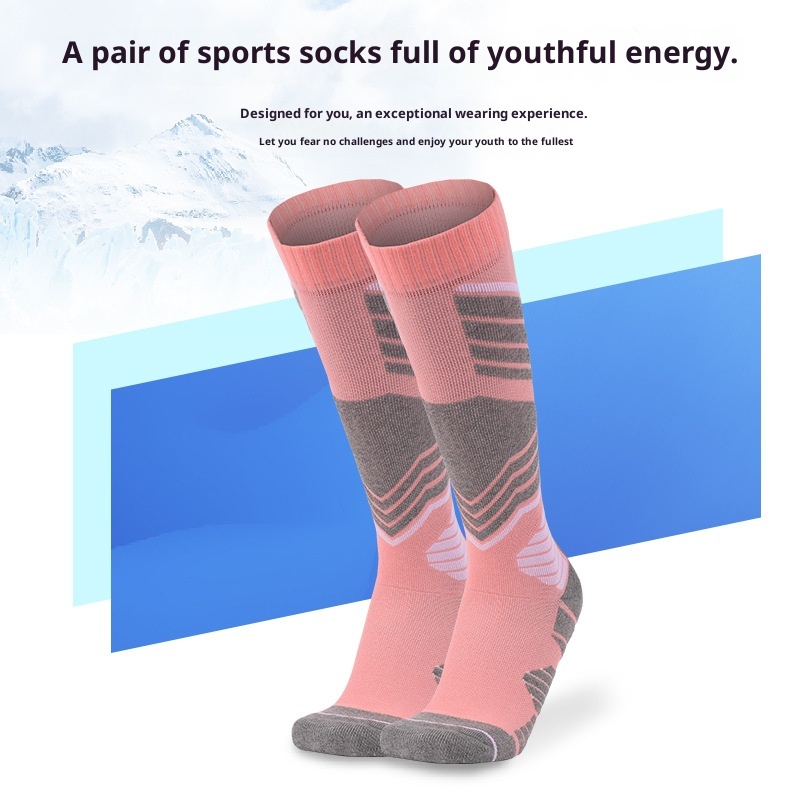 ActiveGo ActiveGo Two Wolves Cross-Border Women's Ski Sports Thickened Hiking Towel Bottom Sweat-Absorbing Warm Long Tube Socks_voghion.com