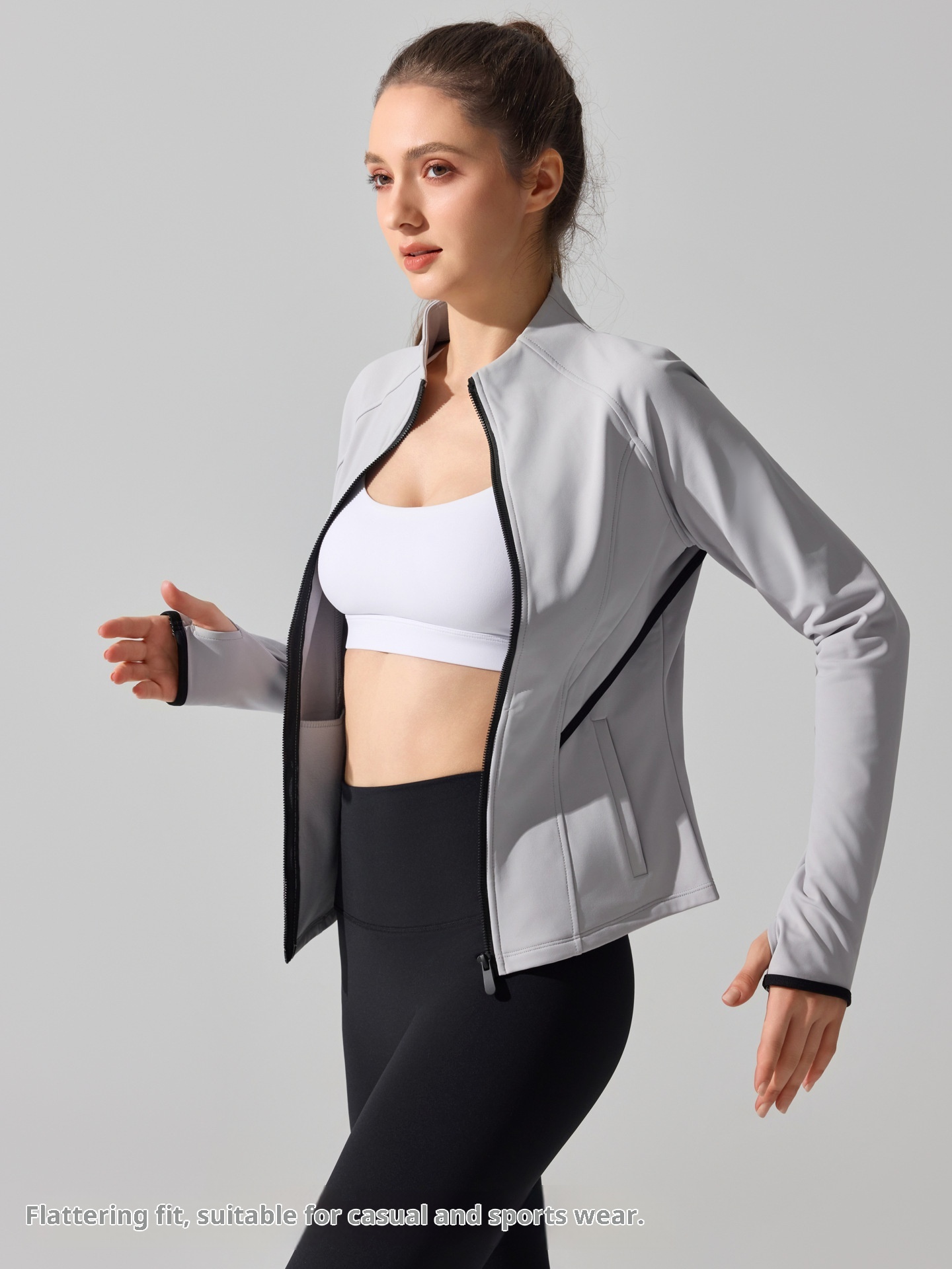 ActiveGo Cross-Border Barely-There Skin-Friendly Fleece Warm Yoga Jacket Autumn Winter Outdoor Running Workout Sports Fitness_voghion.com