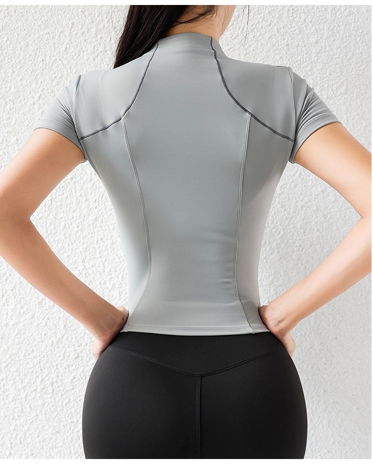 Camiseta de manga corta ActiveGo Summer Yoga, corte ajustado, ideal para fitness, running, ciclismo y entrenamiento al aire libre. Secado rápido._voghion.com