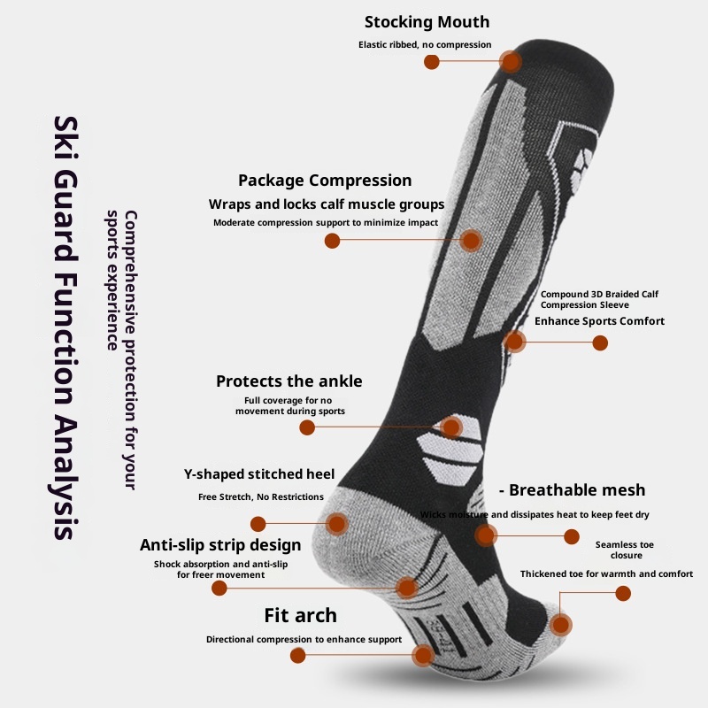 ActiveGo ActiveGo Ski Towel Bottom Warm Anti-Slip Thickened High Professional Outdoor Sports Long Tube Mountaineering Socks Wholesale_voghion.com