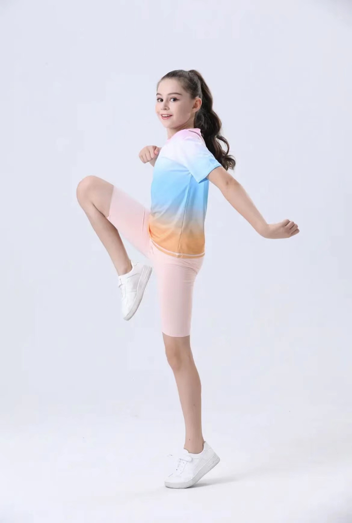ActiveGo Summer Thin Girls Children Ice Silk Short Sleeve Quick-Drying Breathable Yoga Outdoor Casual Sports Training Fitness_voghion.com