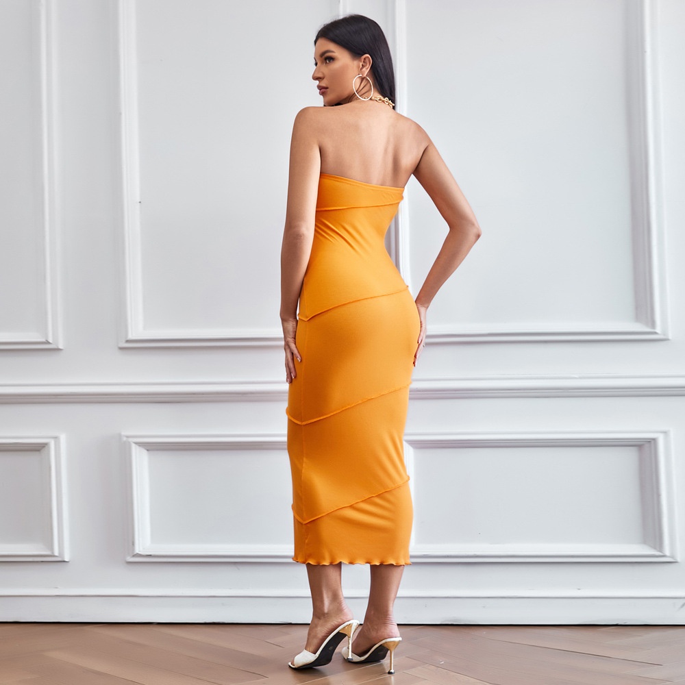 GraceChic Frühjahr/Sommer 2024: Neues europäisches und amerikanisches Design – sexy, trägerloses, figurbetontes, einfarbiges Strandkleid_voghion.com