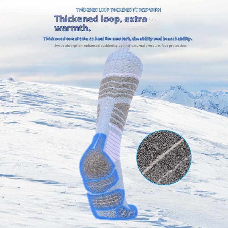 ActiveGo ActiveGo Two Wolves Cross-Border Women's Ski Sports Thickened Hiking Towel Bottom Sweat-Absorbing Warm Long Tube Socks_voghion.com