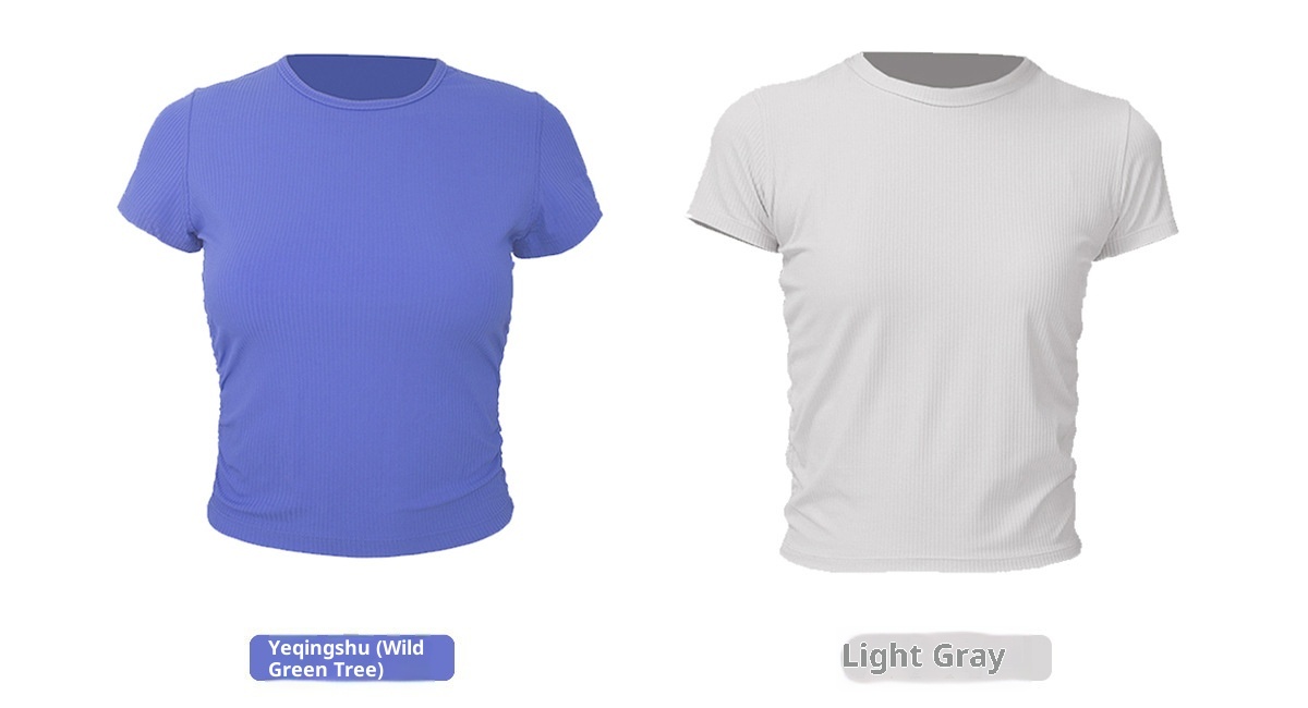 T-shirt de yoga ActiveGo Lu pour femme, séchage rapide, manches courtes, coupe ajustée, idéal pour le sport, le fitness et l'entraînement décontracté._voghion.com