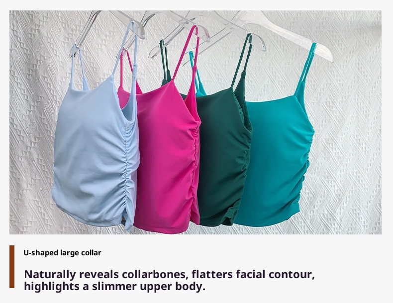 ActiveGo Nude Feel Trendy Ruched Backless Strap Yoga Bra For Women Pilates Running Outdoor Sports Fitness Vest_voghion.com