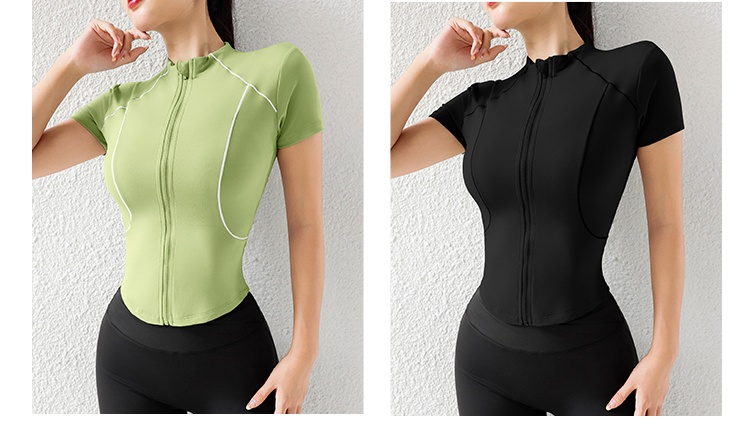 Camiseta de manga corta ActiveGo Summer Yoga, corte ajustado, ideal para fitness, running, ciclismo y entrenamiento al aire libre. Secado rápido._voghion.com