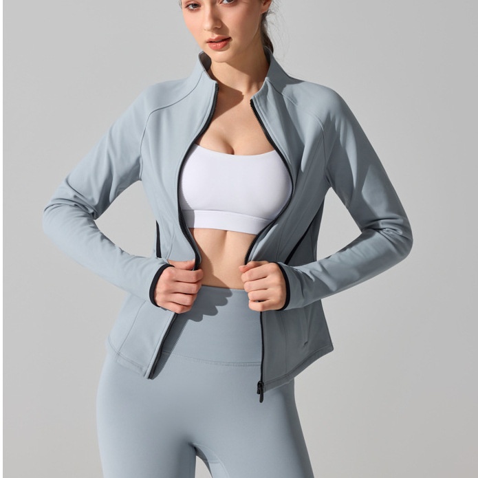 ActiveGo Cross-Border Barely-There Skin-Friendly Fleece Warm Yoga Jacket Autumn Winter Outdoor Running Workout Sports Fitness_voghion.com