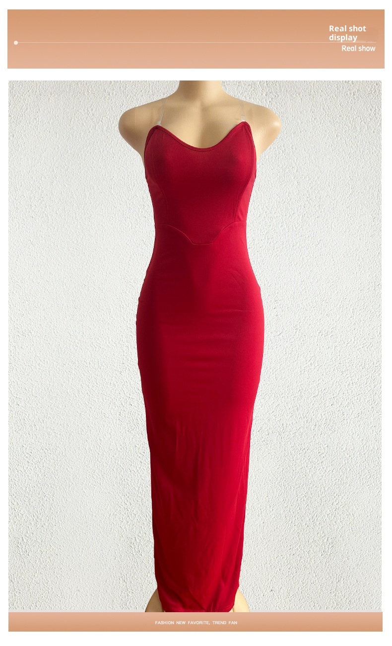 GraceChic GraceChic Cross-Border New European And American Style Sexy Slim Deep V-Neck Bodycon Long Formal Fishbone Strapless Mermaid Dress_voghion.com