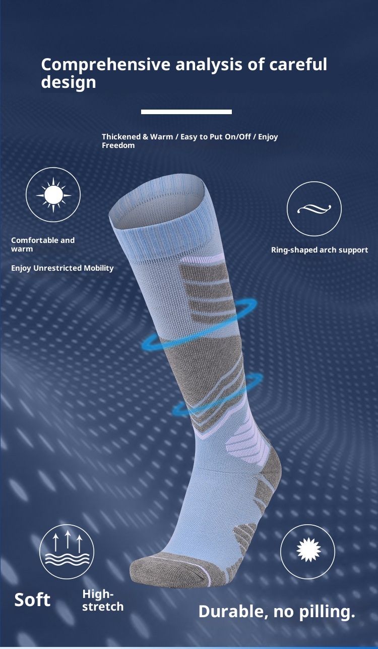ActiveGo ActiveGo Two Wolves Cross-Border Women's Ski Sports Thickened Hiking Towel Bottom Sweat-Absorbing Warm Long Tube Socks_voghion.com
