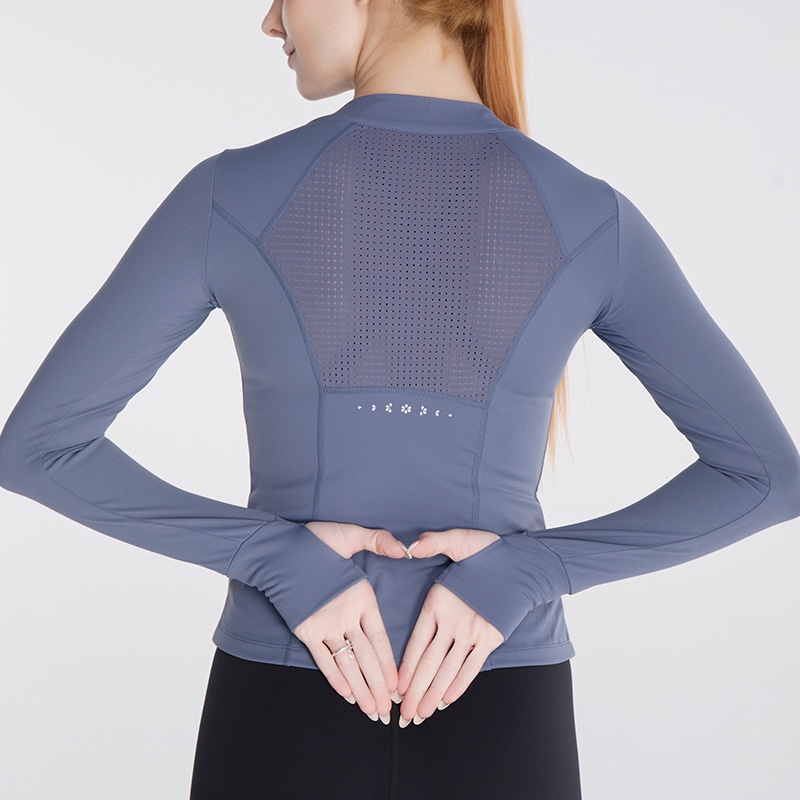 Veste de sport d'extérieur ActiveGo automne-hiver pour femme, coupe ajustée, fermeture éclair, manches longues, séchage rapide, idéale pour le fitness, la course à pied et le yoga (export)_voghion.com