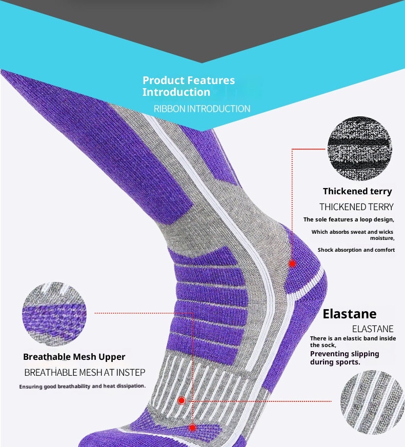 ActiveGo ActiveGo Minjun Outdoor Ski Merino Wool Towel Thickened Terry Hiking Thermal Sports Socks_voghion.com