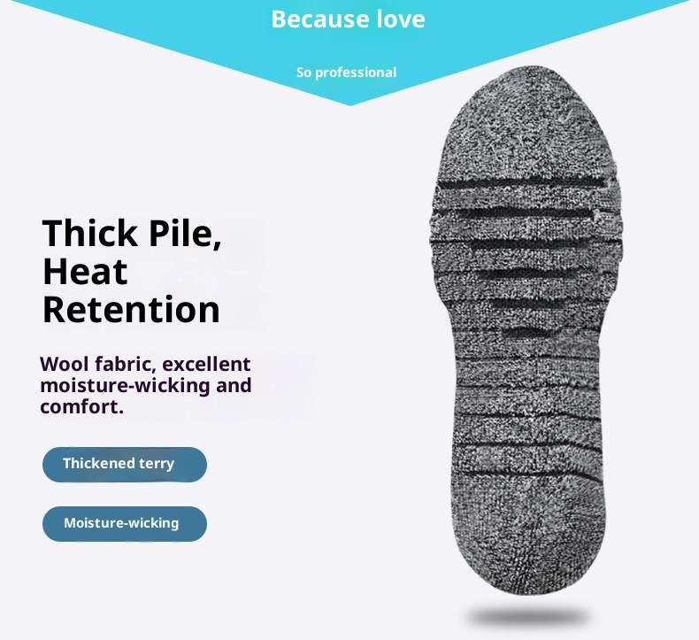 ActiveGo ActiveGo Minjun Outdoor Ski Merino Wool Towel Thickened Terry Hiking Thermal Sports Socks_voghion.com
