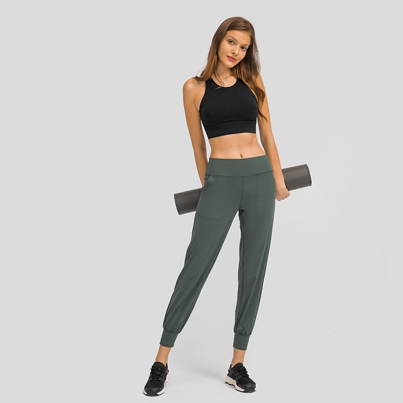 ActiveGo New High-Waisted Tummy Control Jogger Sports Nine-Point Skin-Friendly Loose Outdoor Fitness Yoga Pants D19073_voghion.com