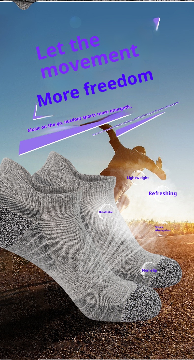 ActiveGo ActiveGo Cross-Border Thickened Towel Bottom Cotton Sports Outdoor Men's Hiking Running Trekking Sweat-Absorbing Mesh Short Tube_voghion.com