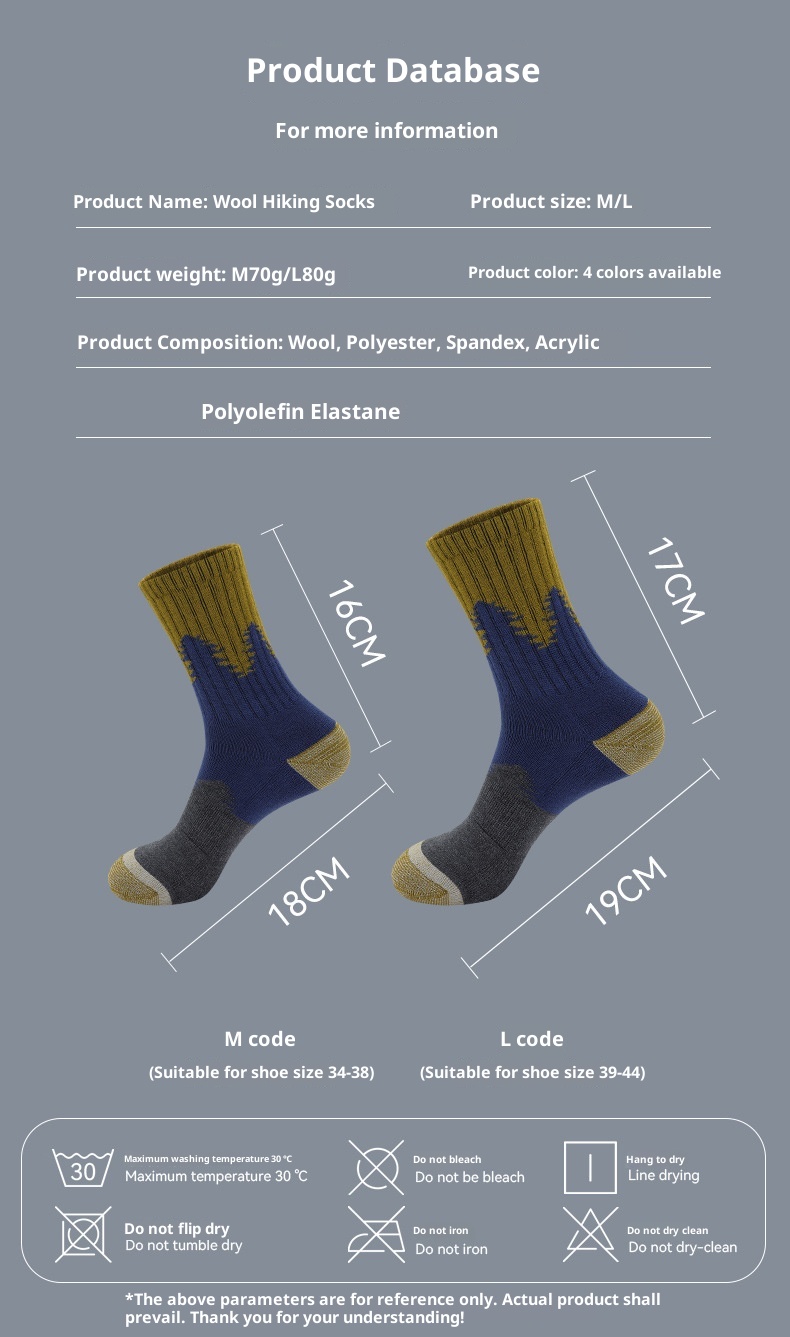 ActiveGo ActiveGo Autumn Warm Ski Non-Slip Merino Wool Outdoor Professional Sports Hiking Thickened Mountaineering Socks_voghion.com