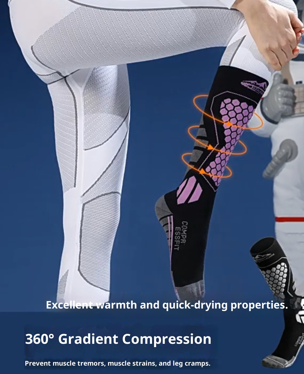 ActiveGo ActiveGo Uomo Sci Invernale Caldo Ispessito Lungo Donna Professionale Ciclismo Alpinismo Corsa Escursionismo Compressione Metà Polpaccio_voghion.com