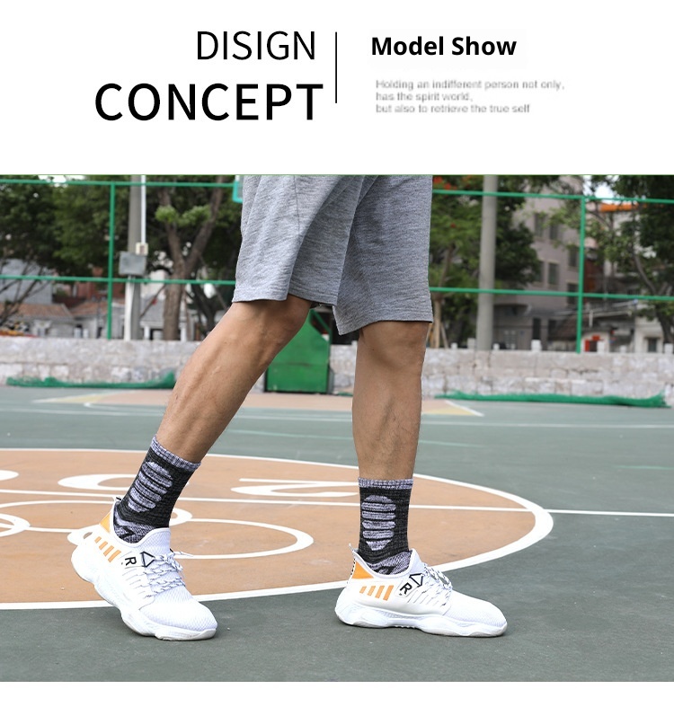 ActiveGo ActiveGo Two Wolves Outdoor Thickened Towel Bottom Autumn Winter Sweat-Absorbing Odor-Resistant Mid-Calf Sports Hiking Thermal_voghion.com