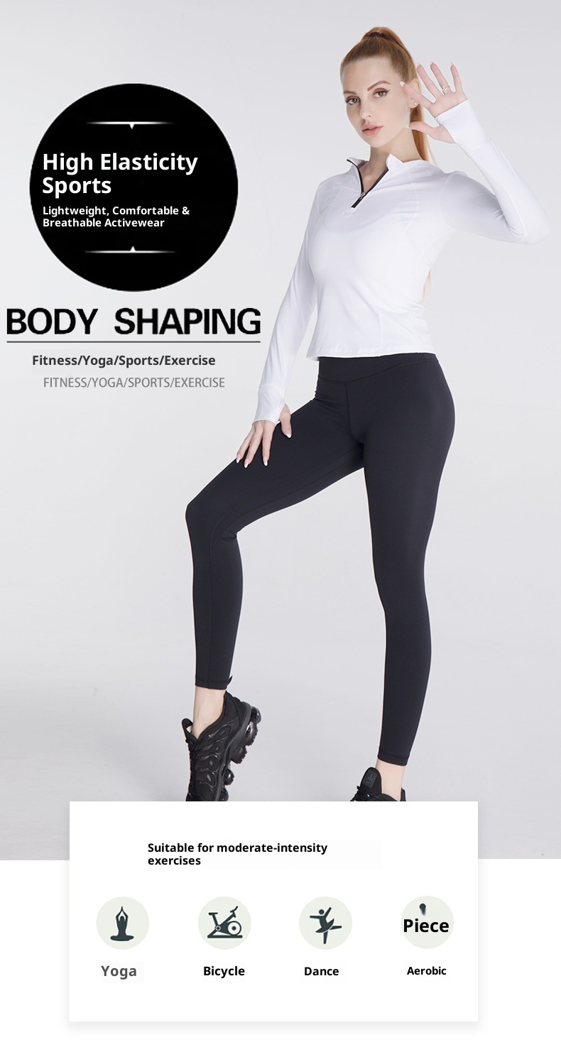 Veste de sport d'extérieur ActiveGo automne-hiver pour femme, coupe ajustée, fermeture éclair, manches longues, séchage rapide, idéale pour le fitness, la course à pied et le yoga (export)_voghion.com