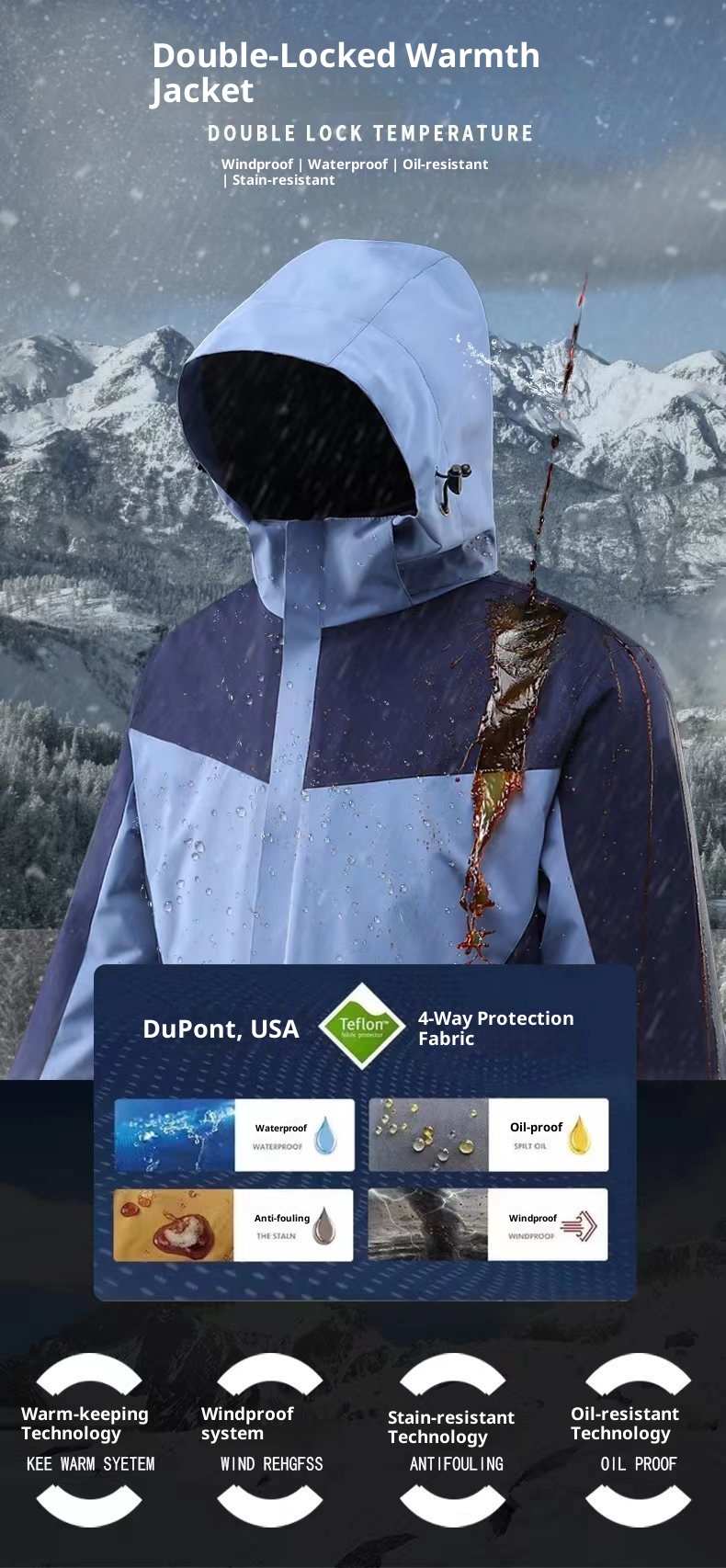 ActiveGo Outdoor Jacket 3-in-1 Set For Men And Women Detachable Windproof Waterproof Workwear Hiking Suit_voghion.com