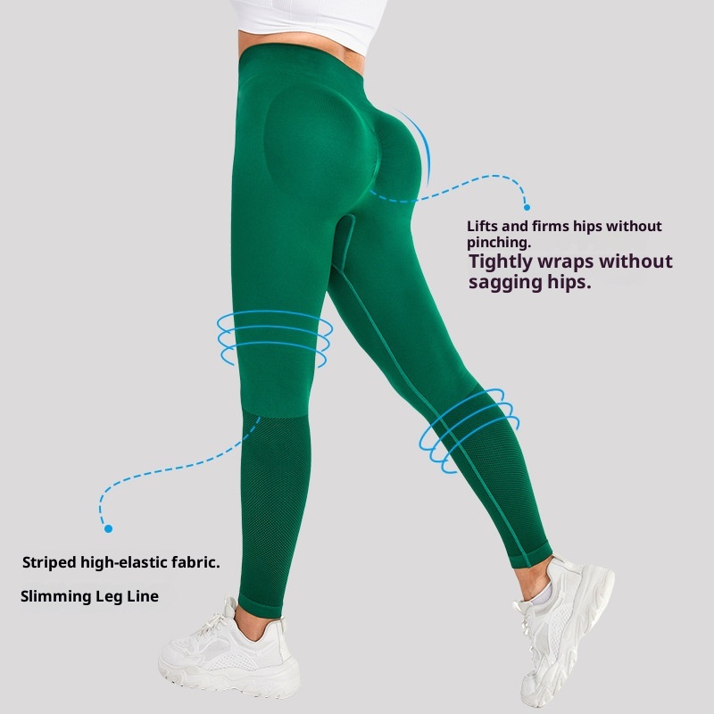 ActiveGo Cross-Border Seamless Tight Fitness Women High Waist Hip-Lifting Peach Outdoor Sports Wear Quick-Drying Yoga Pants_voghion.com